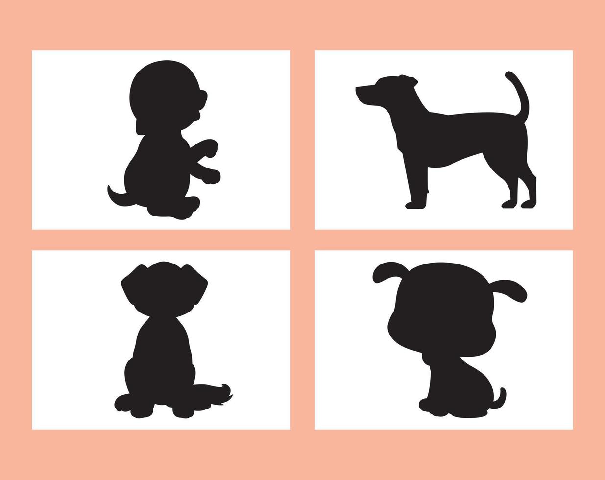 ensemble de vecteur de silhouette de chien isolé sur fond blanc livre de coloriage animal pour enfants dessin animé vecteur illustration de chien