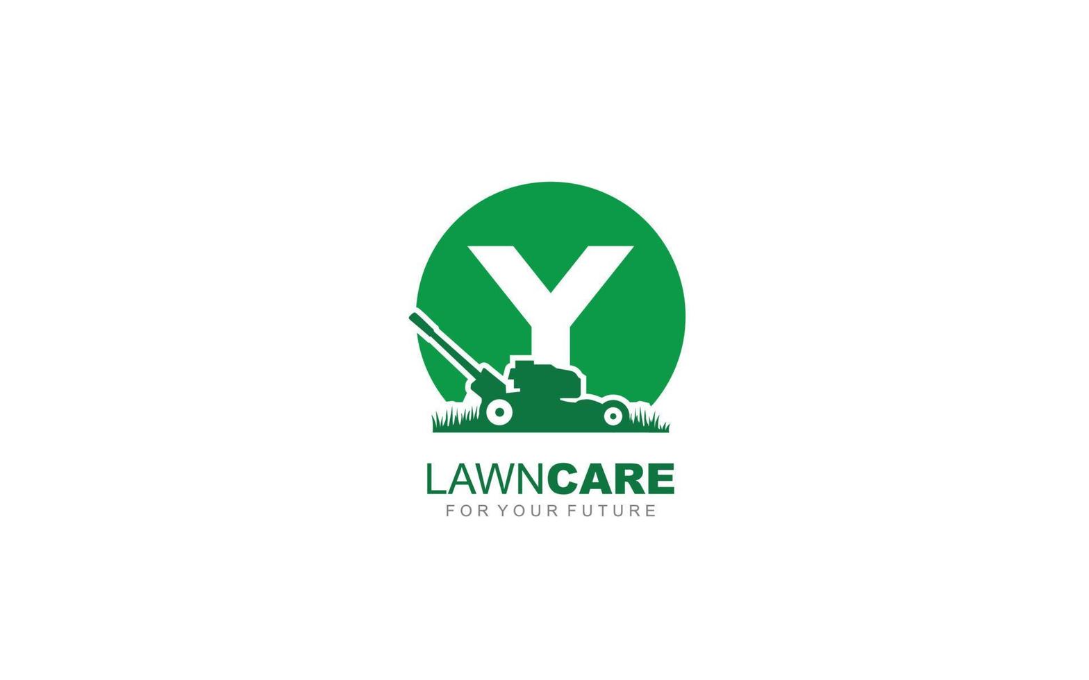 y logo Lawncare pour l'entreprise de marque. illustration vectorielle de modèle de tondeuse pour votre marque. vecteur