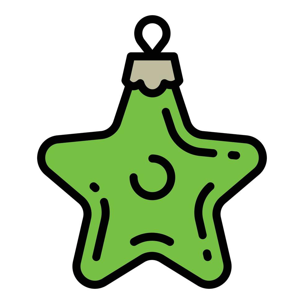 icône de jouet d'arbre d'étoile verte de noël, style de contour vecteur