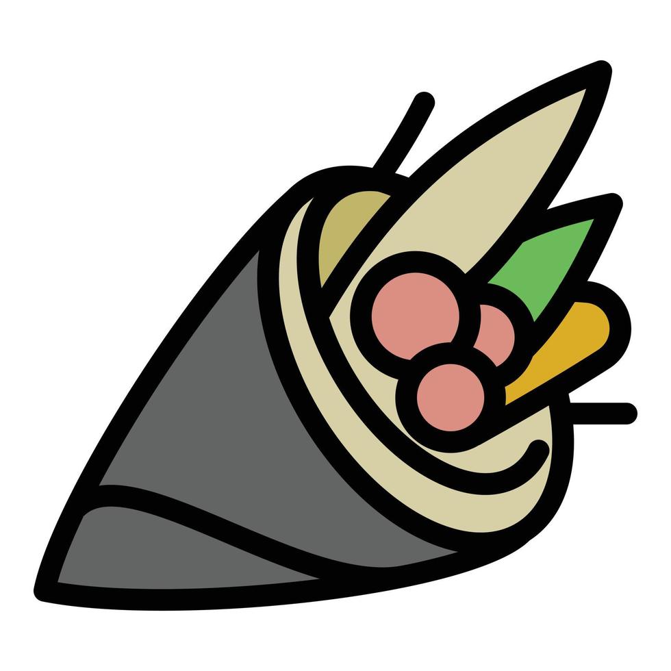 icône de rouleau de sushi végétalien, style de contour vecteur