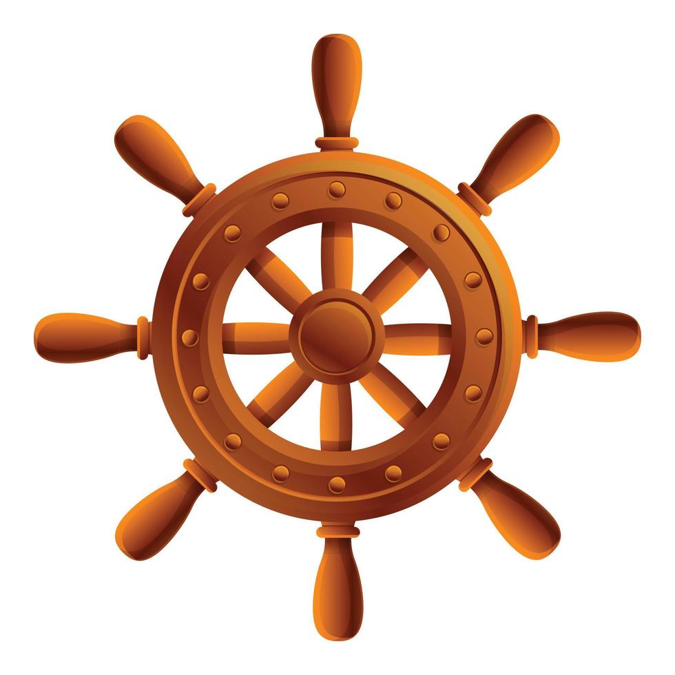 icône de roue de bateau marin, style cartoon vecteur