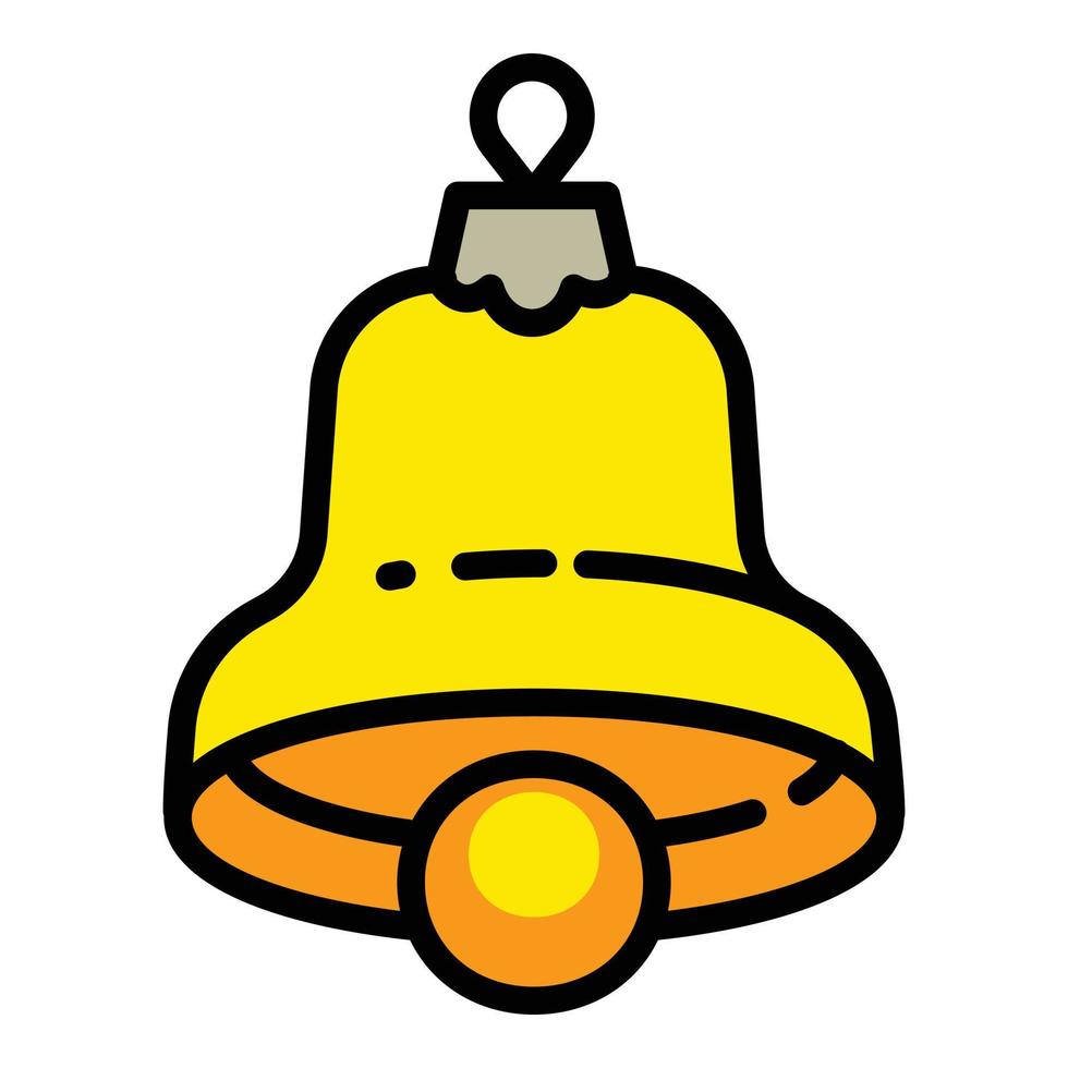 icône de jouet d'arbre de cloche d'or de noël, style de contour vecteur
