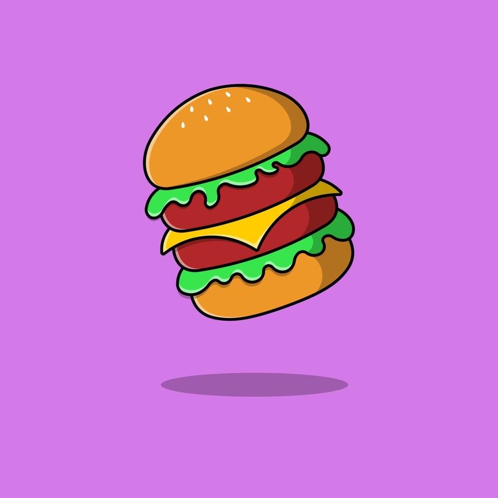 illustration d'icônes vectorielles de dessin animé de hamburger. concept de dessin animé plat. adapté à tout projet créatif. vecteur