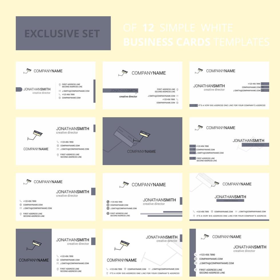 ensemble de 12 modèles de carte de bus créatifs cctv logo créatif modifiable et fond de carte de visite vecteur