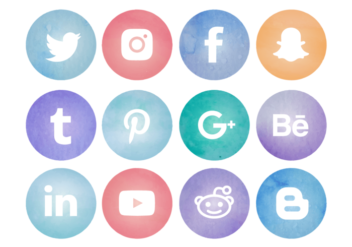 Aquarelle gratuit Social Media Logos vecteur