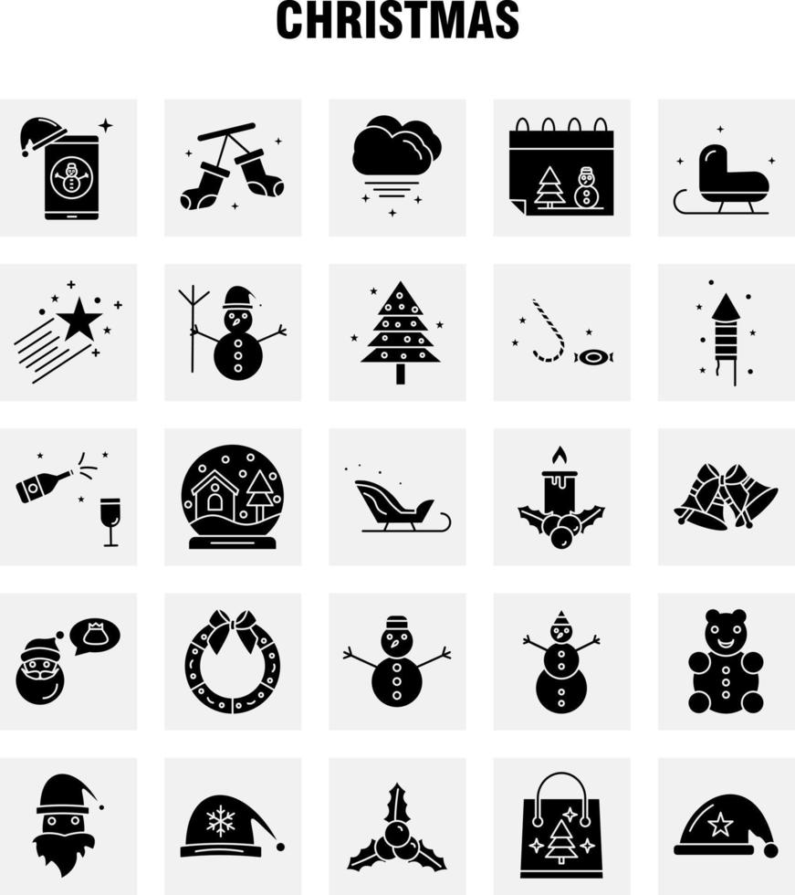 icônes de glyphes solides de noël définies pour l'infographie le kit uxui mobile et la conception d'impression incluent le père noël le père noël les hivers de noël le père noël la collection du père noël le logo et le picto infographiques modernes vecteur