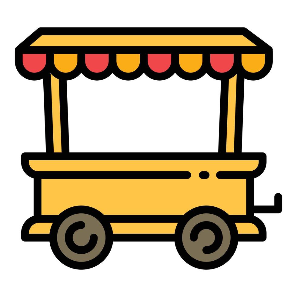 icône de chariot de nourriture d'affaires, style de contour vecteur