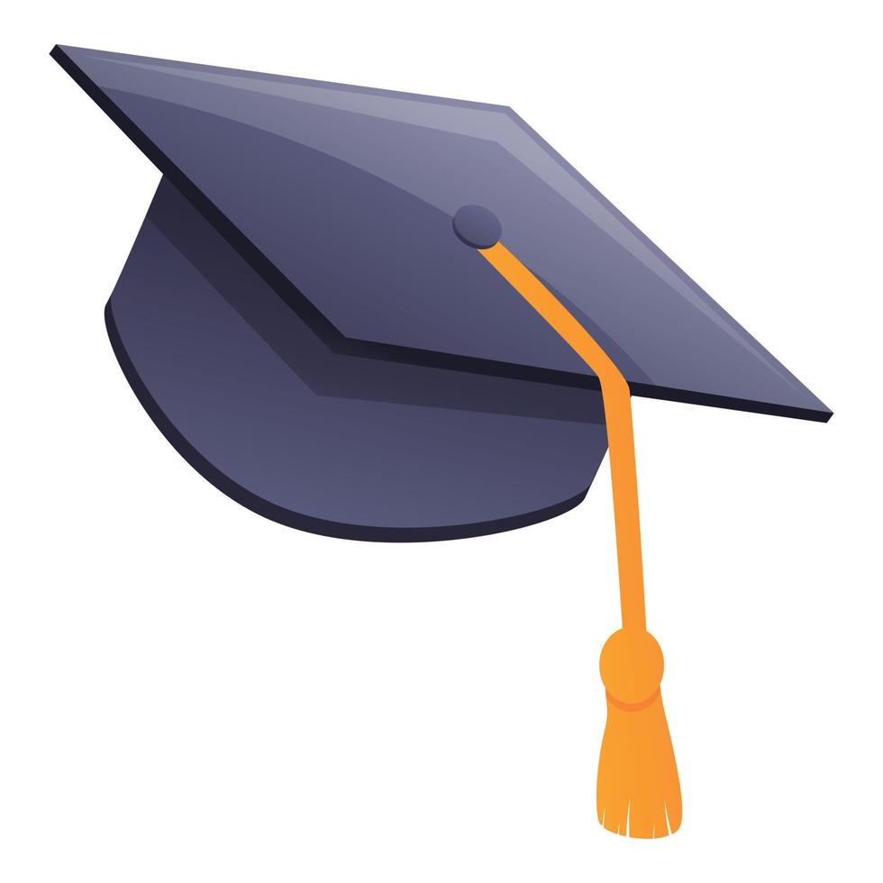 icône de chapeau de graduation universitaire, style cartoon vecteur