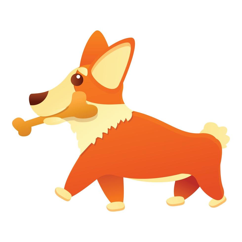 chien corgi avec icône osseuse, style dessin animé vecteur