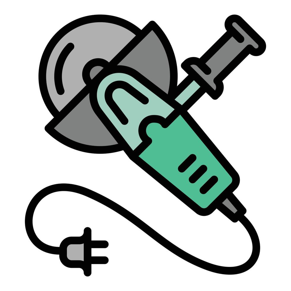icône de meuleuse d'angle électrique, style de contour vecteur