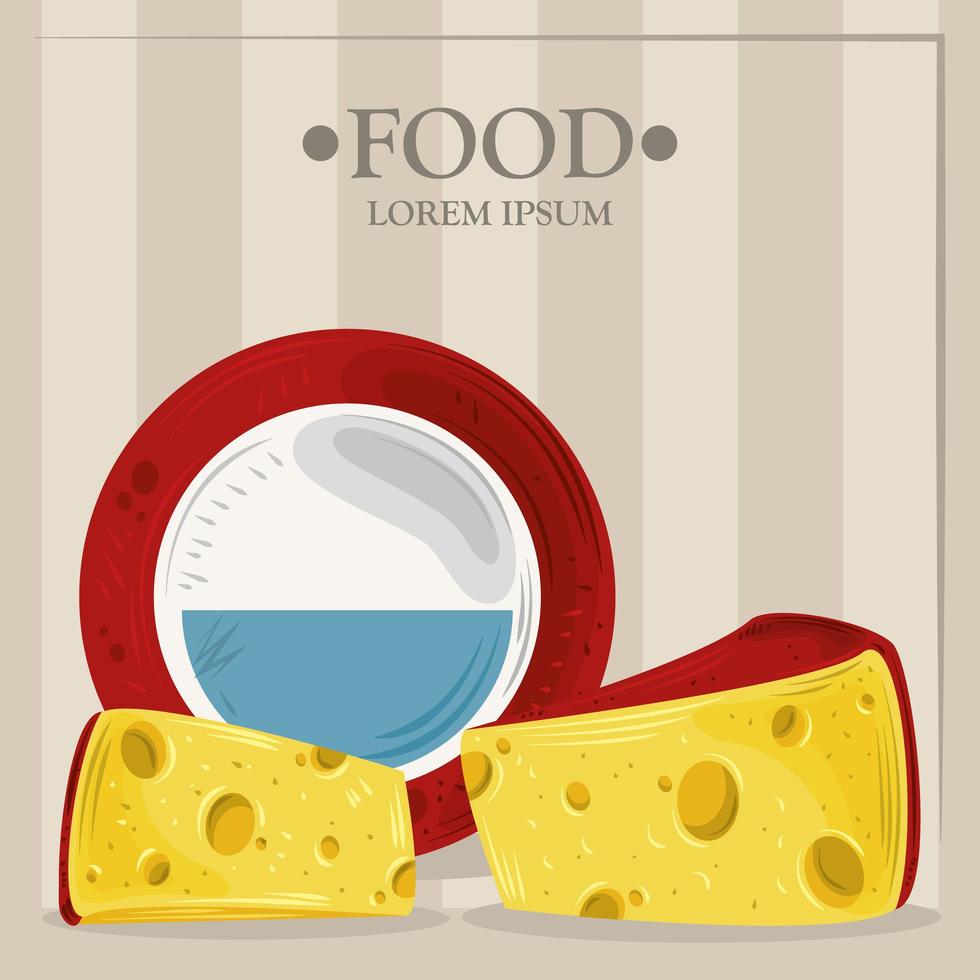 bannière de modèle alimentaire avec du fromage vecteur