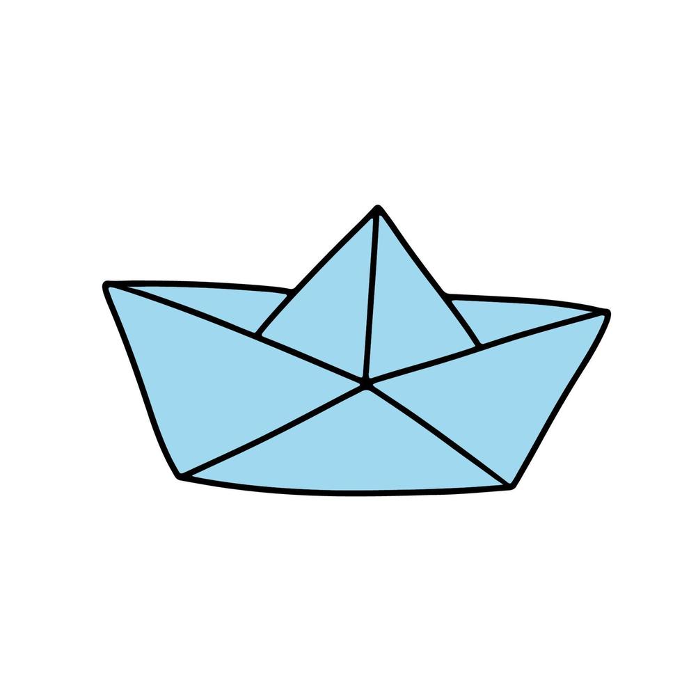 bateau papier origami vector illustration isolé sur fond blanc. icône plate de griffonnage