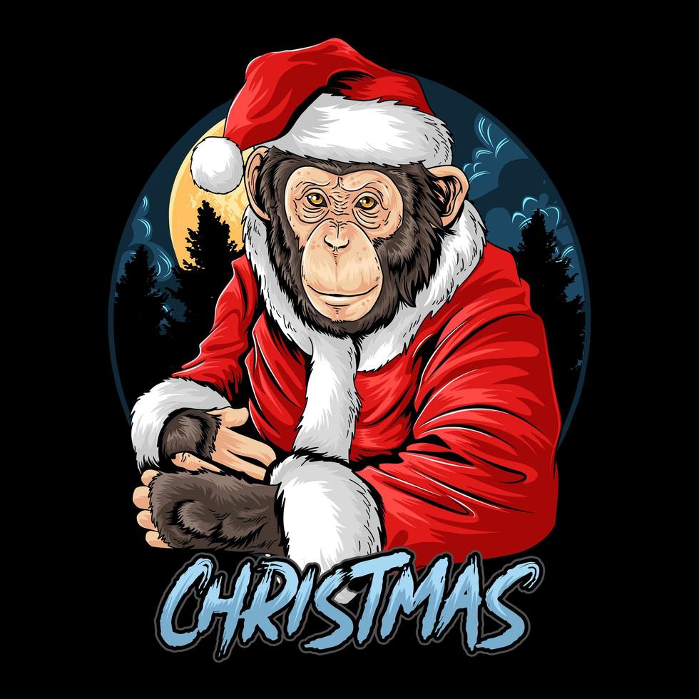 singe chimpanzé de Noël vecteur