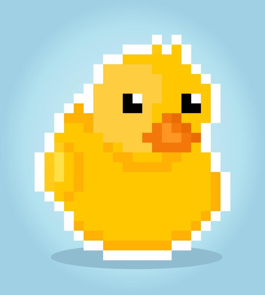 Pixels de canard en caoutchouc 8 bits. illustration vectorielle animale vecteur