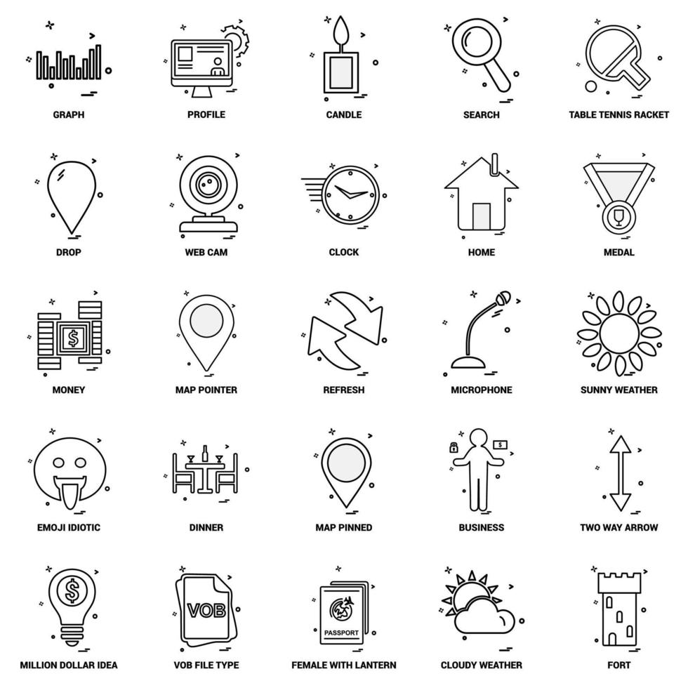 25 jeu d'icônes de ligne de mélange de concept d'entreprise vecteur