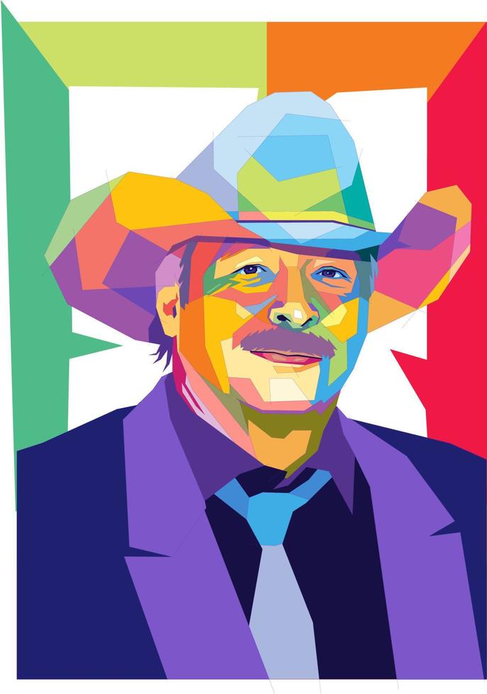 illustration pop art d'alan jackson auteur-compositeur-interprète américain vecteur