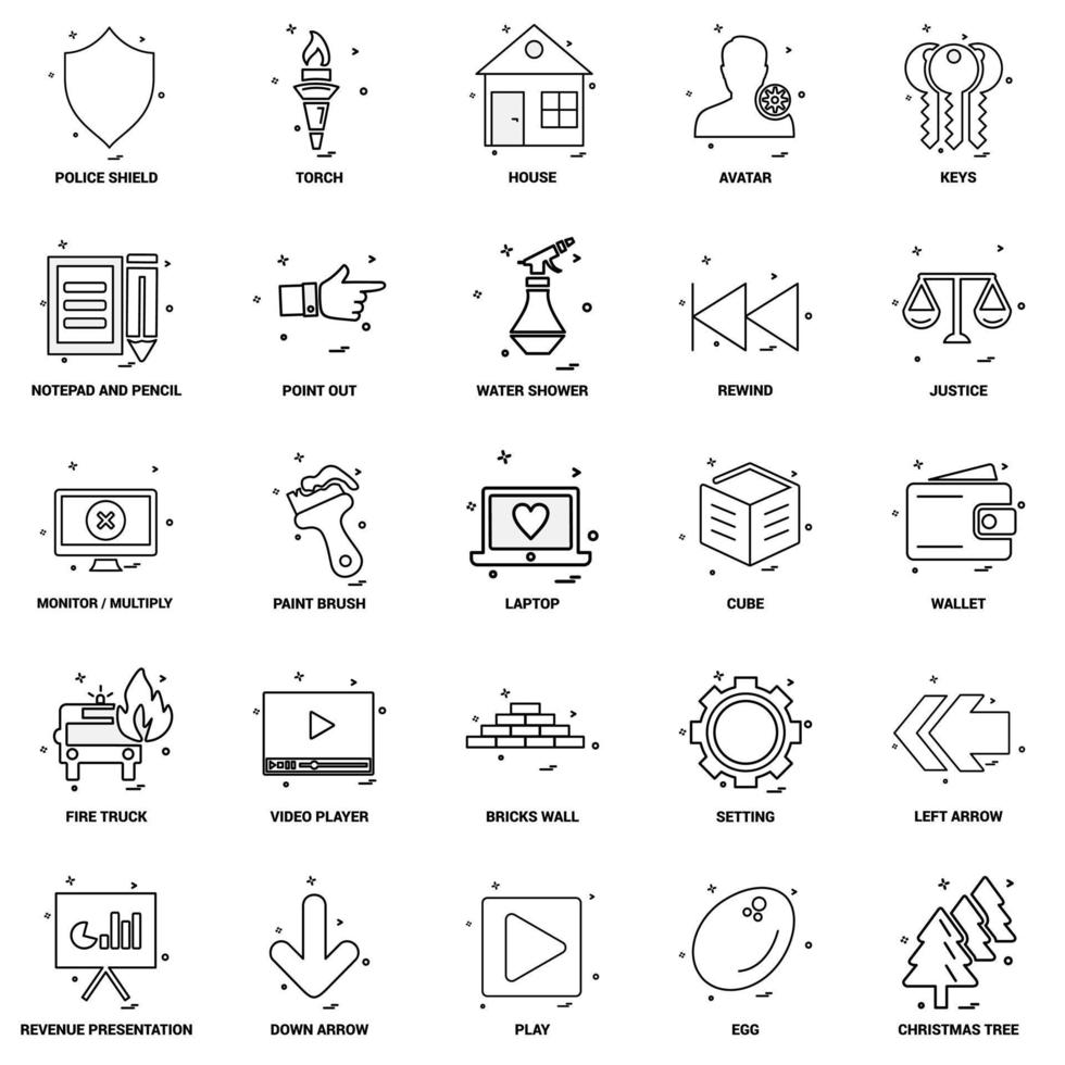 25 jeu d'icônes de ligne de mélange de concept d'entreprise vecteur