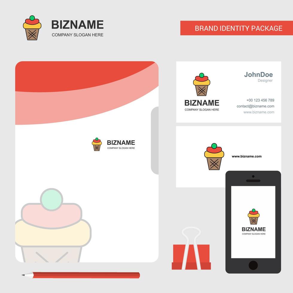 couverture de fichier de logo d'entreprise de crème glacée carte de visite et illustration vectorielle de conception d'application mobile vecteur