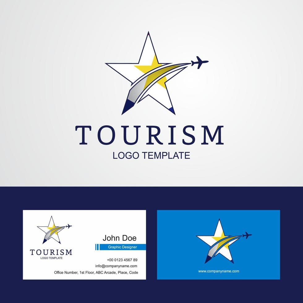 travel saba flag creative star logo et conception de carte de visite vecteur