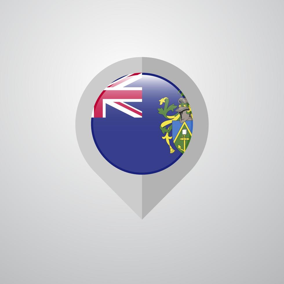 pointeur de navigation de carte avec le vecteur de conception de drapeau de l'île de pitcairn