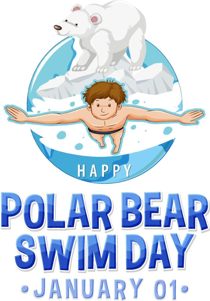 conception de bannière de jour de baignade ours polaire vecteur