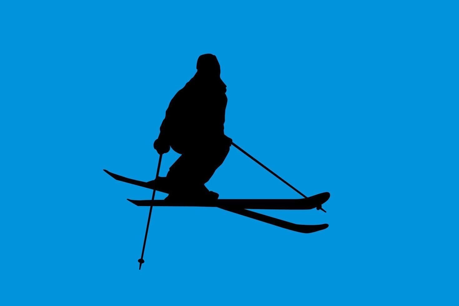 silhouette de personnes skiant en hiver vecteur