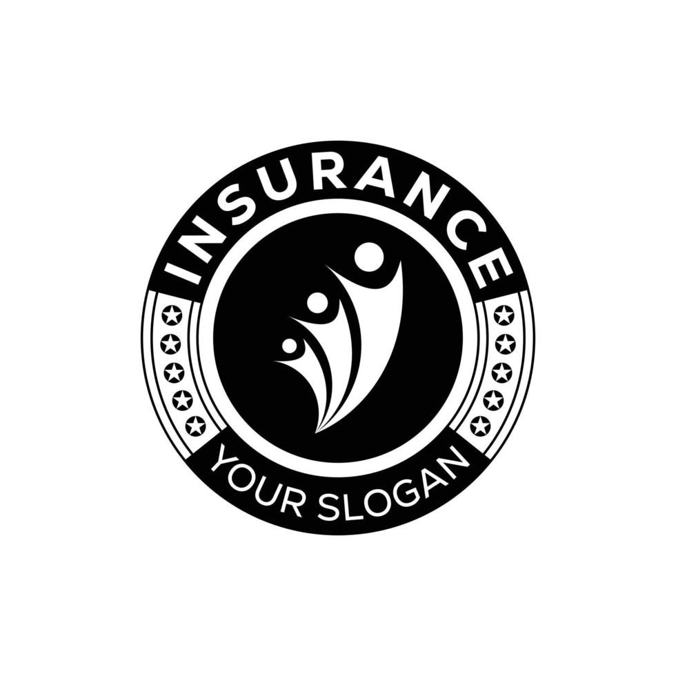 logo d'assurance icône illustration vectorielle noir et blanc vecteur
