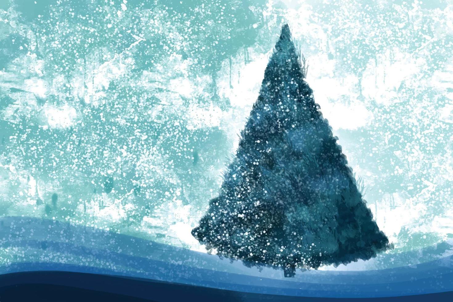 paysage d'hiver de noël de temps froid et de fond d'arbre de noël de gel vecteur