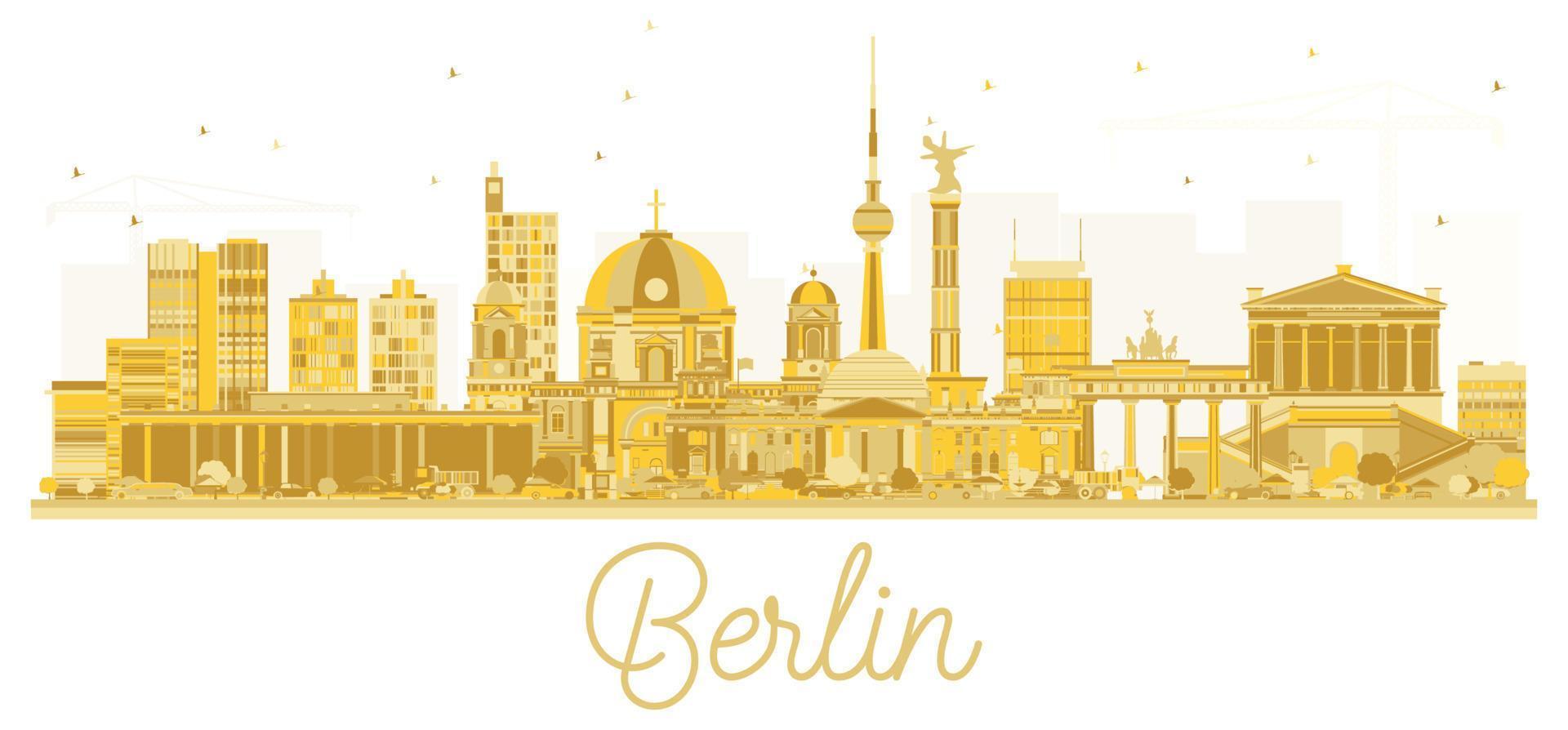 silhouette dorée des toits de la ville de berlin. vecteur