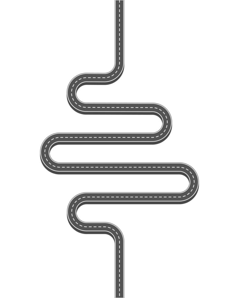 route sinueuse verticale isolée sur fond blanc. illustration vectorielle. vecteur