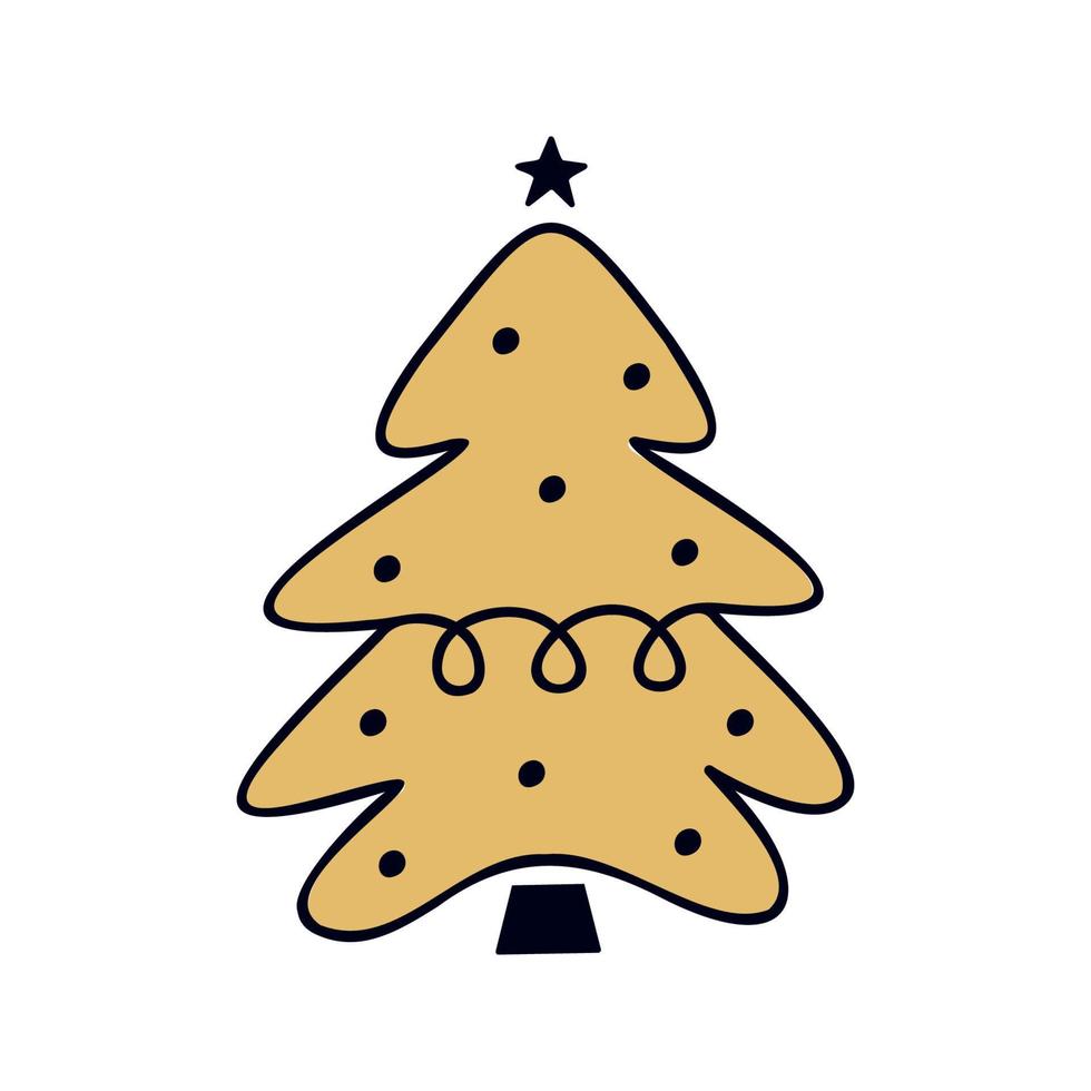 illustration vectorielle de sapin de noël plat dessiné à la main vecteur