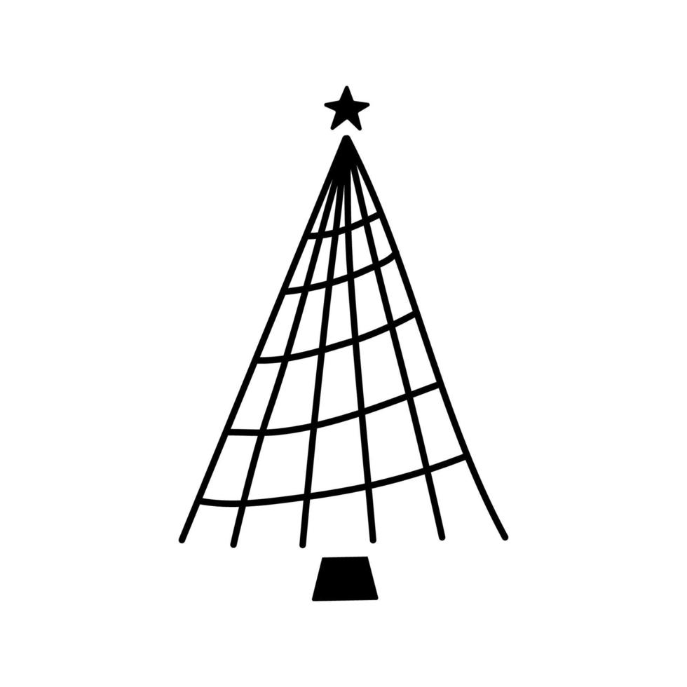 illustration vectorielle de sapin de noël dessiné à la main linéaire vecteur