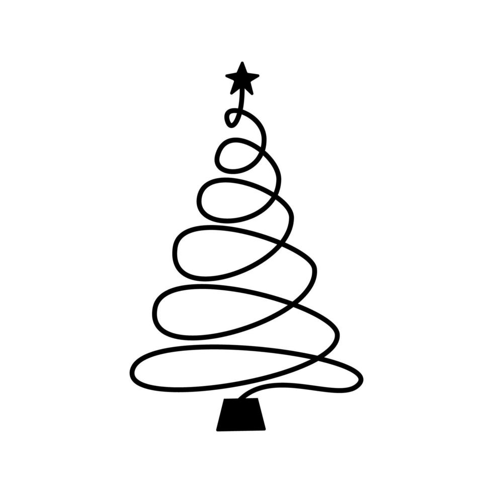 illustration vectorielle de sapin de noël dessiné à la main linéaire vecteur