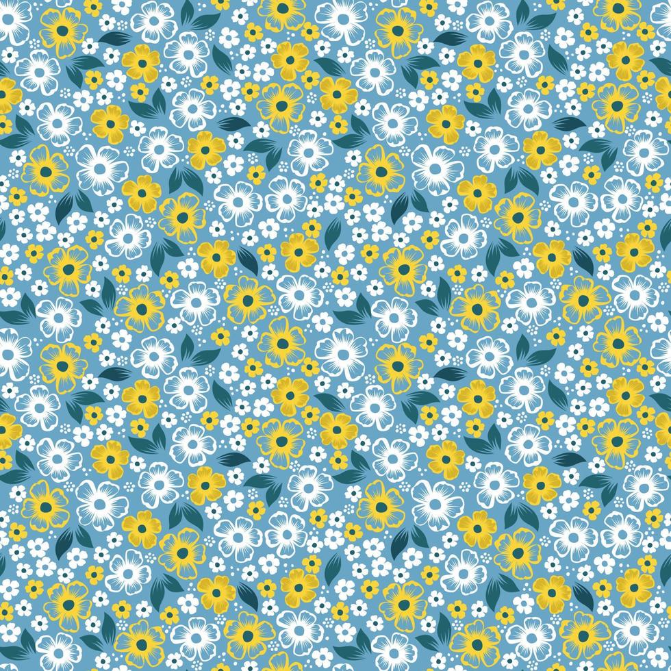 jolis motifs de petites fleurs jaunes et blanches. motif floral sans soudure vecteur