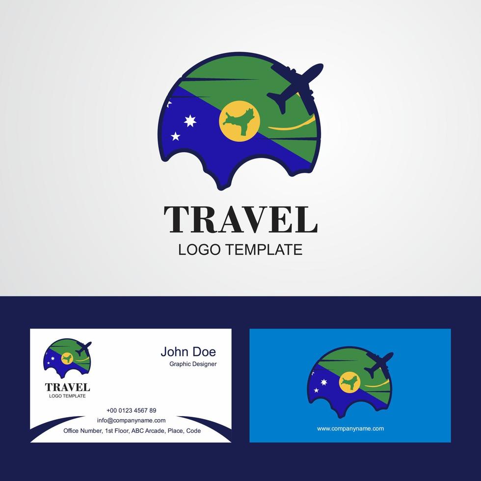 logo du drapeau de l'île de noël de voyage et conception de la carte de visite vecteur