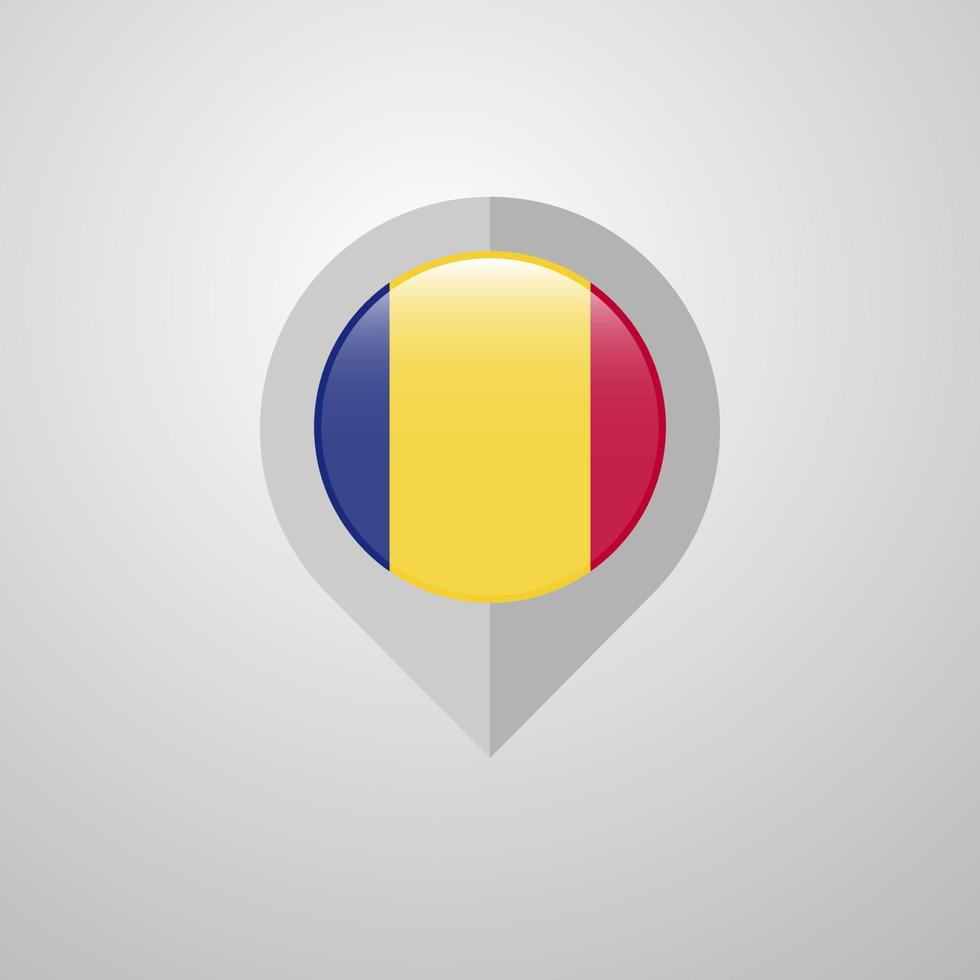 pointeur de navigation de carte avec le vecteur de conception du drapeau de la roumanie