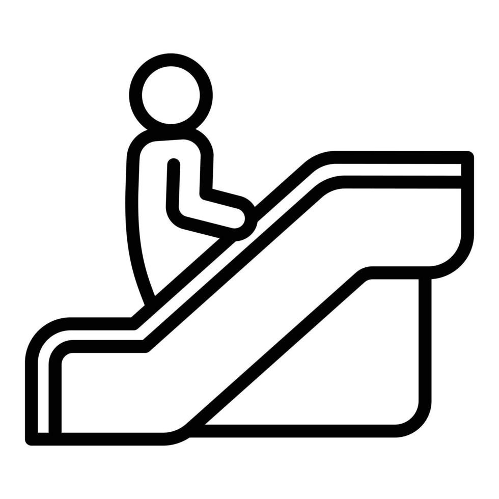 homme sur l'icône de l'escalator, style de contour vecteur