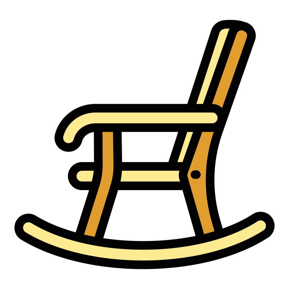 icône de chaise à bascule en bois, style de contour vecteur