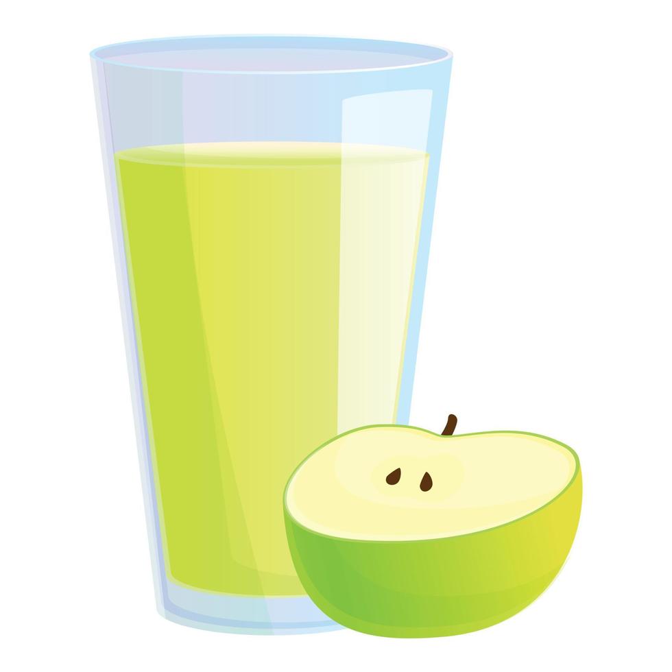 icône de verre de jus de pomme verte, style cartoon vecteur