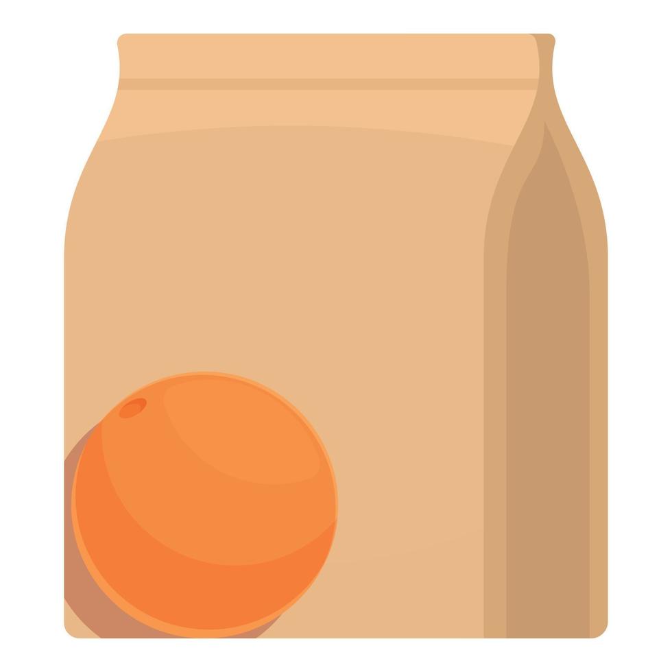 vecteur de dessin animé d'icône de sac de papier de fruits orange. boîte à déjeuner