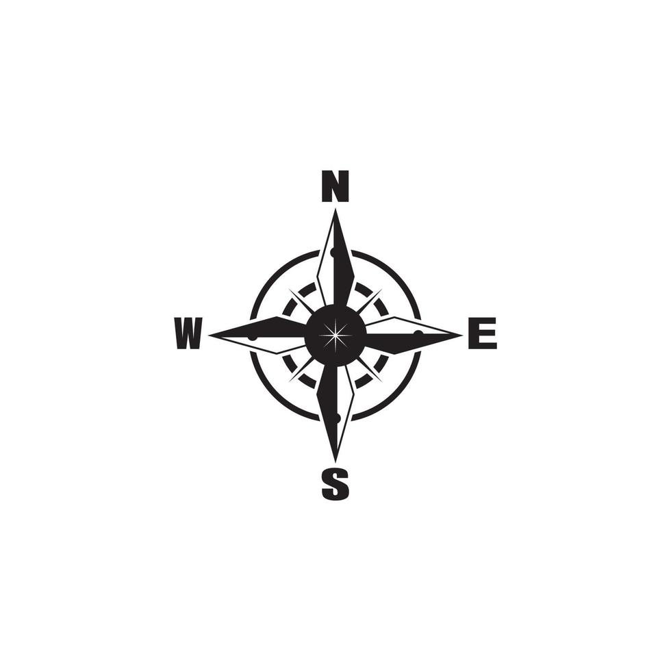 icône de boussole et modèle de vecteur de symbole