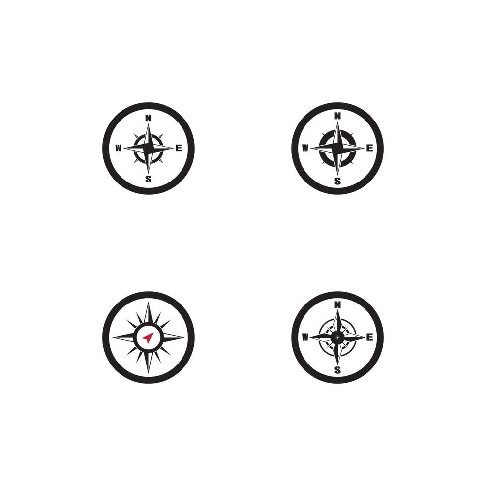 icône de boussole et modèle de vecteur de symbole