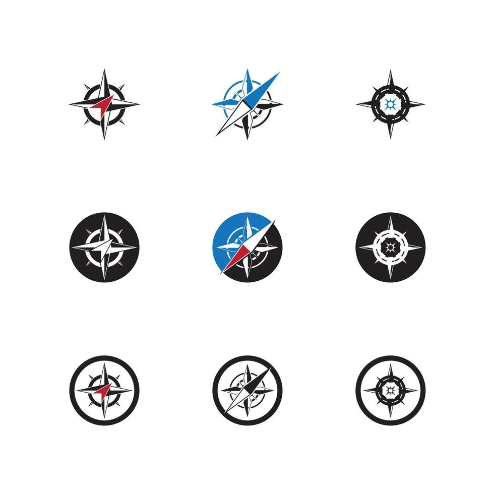 icône de boussole et modèle de vecteur de symbole