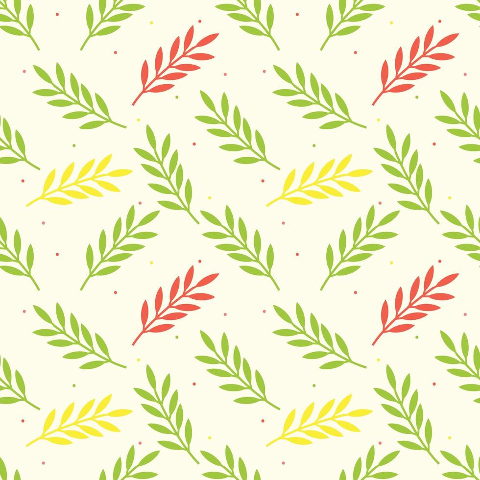 modèle de plante vectorielle continue. branches de plantes vertes et jaunes avec des points. motif botanique pour l'impression textile ou d'emballage. vecteur