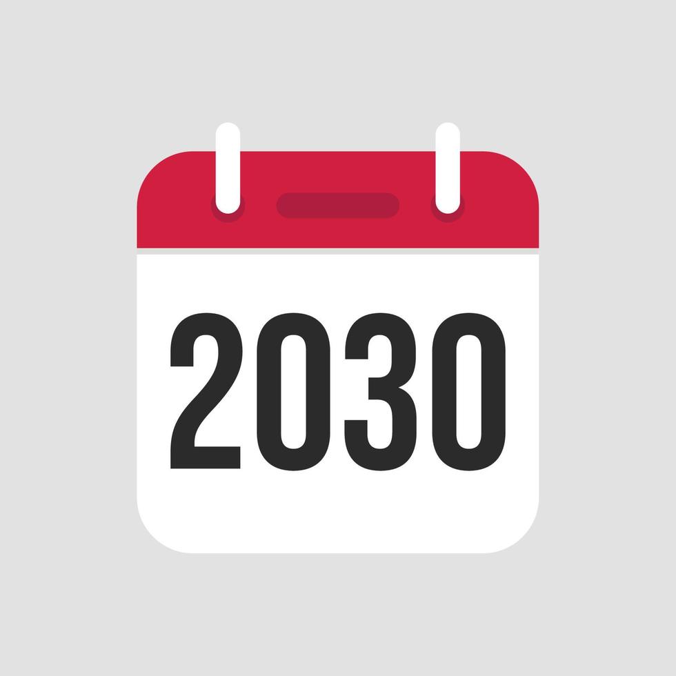 Vecteur de symbole d'icône de calendrier 2030.