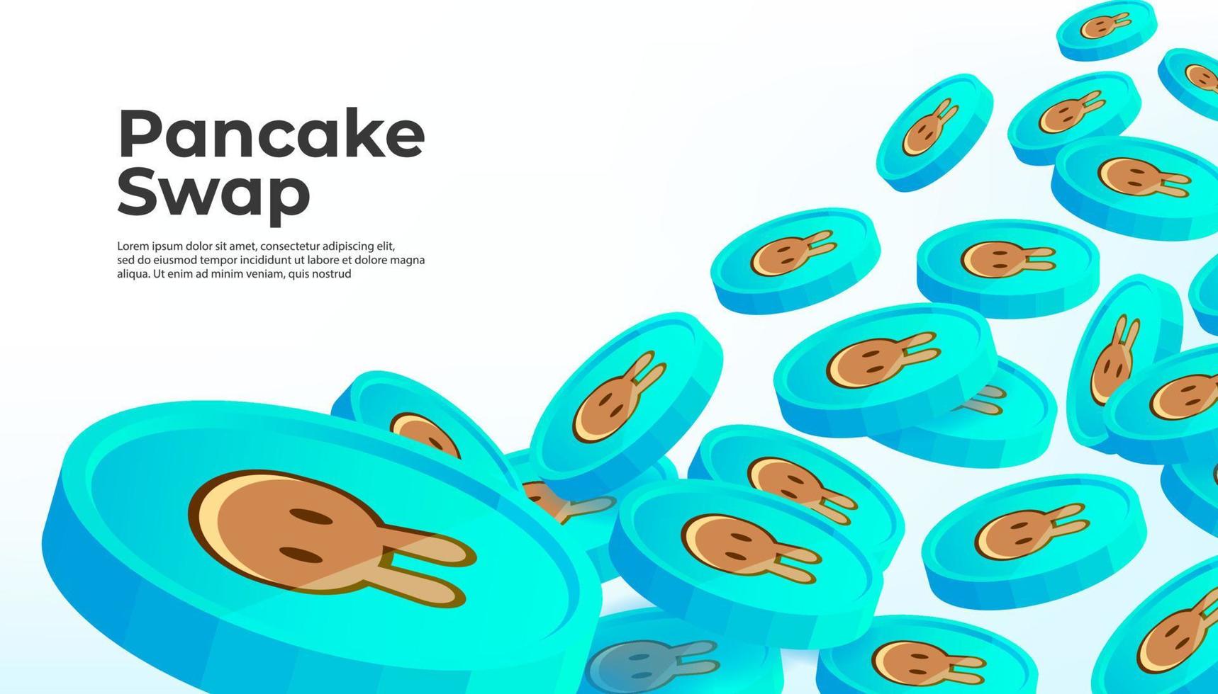 fond de bannière de concept de crypto-monnaie de gâteau pancakeswap. vecteur