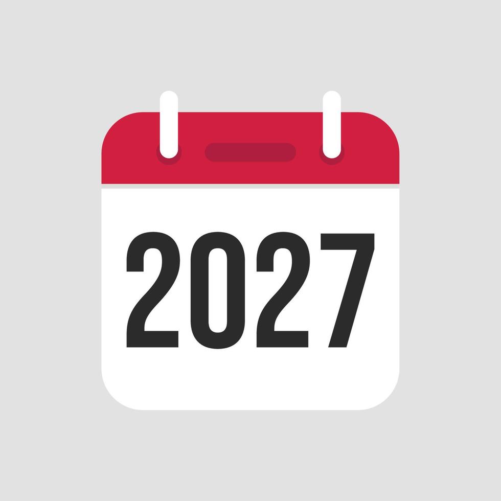 Vecteur de symbole d'icône de calendrier 2027.