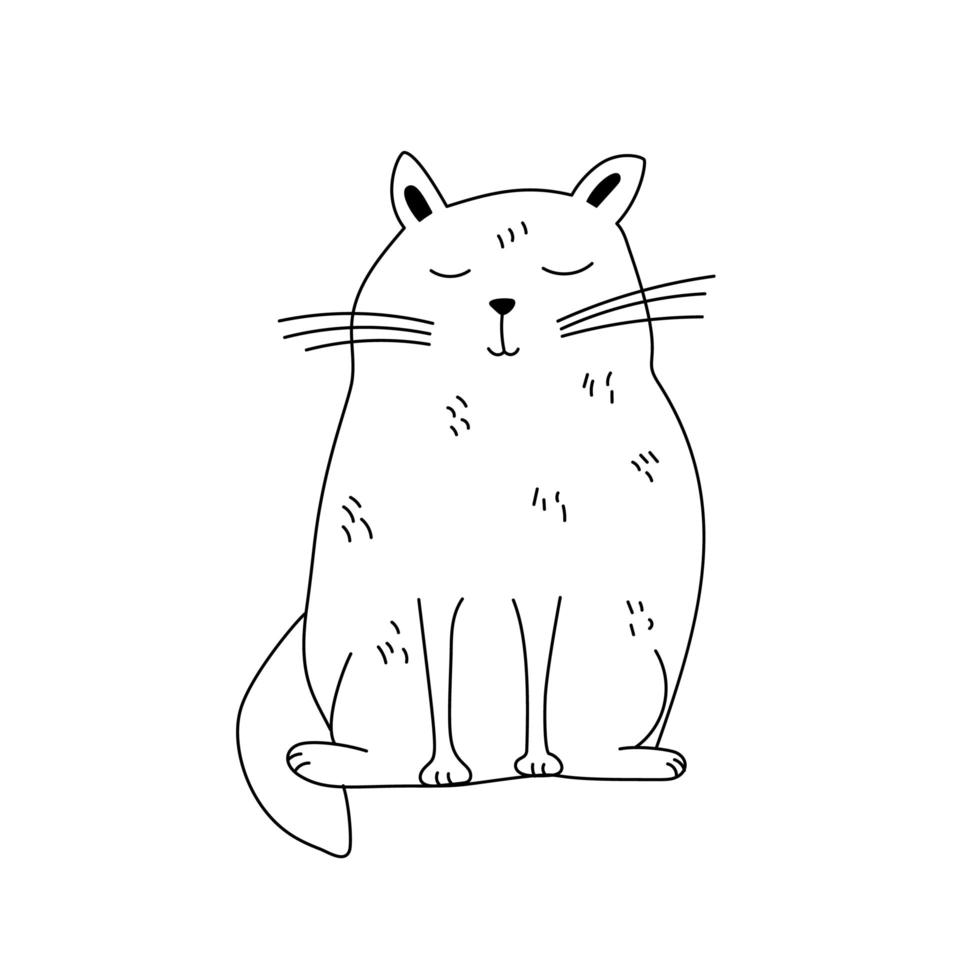 chat mignon dessin animé doodle vecteur