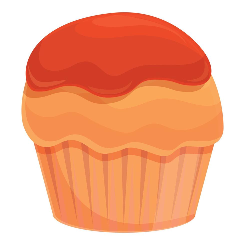 icône de muffin au caramel, dessin animé et style plat vecteur