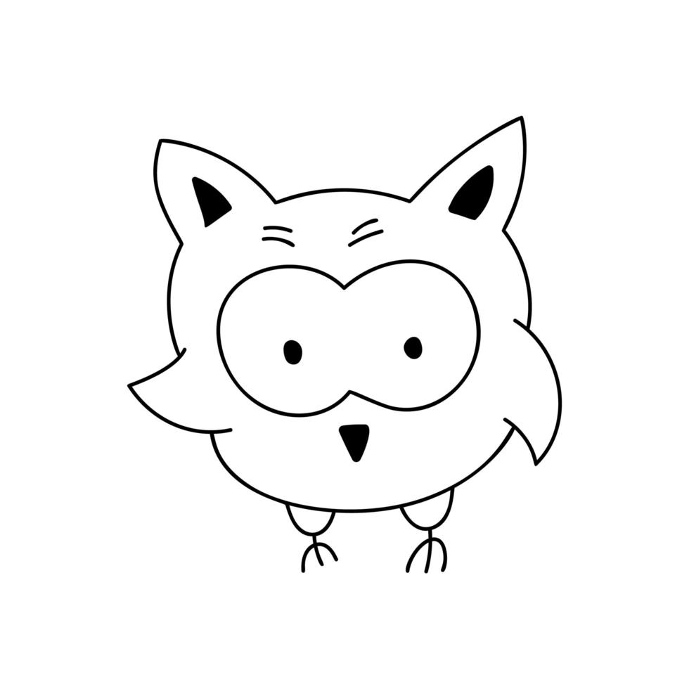 hibou doodle dessin animé mignon vecteur